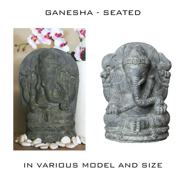 Product image 1 of the product “Ganesha, seated, different small models, in the sizes from 20 to 30cm, cast stone, antique finish ”